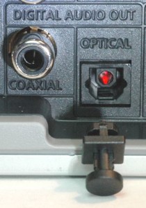 Consumer SPdif sockets, both optical and electrical (RCA)